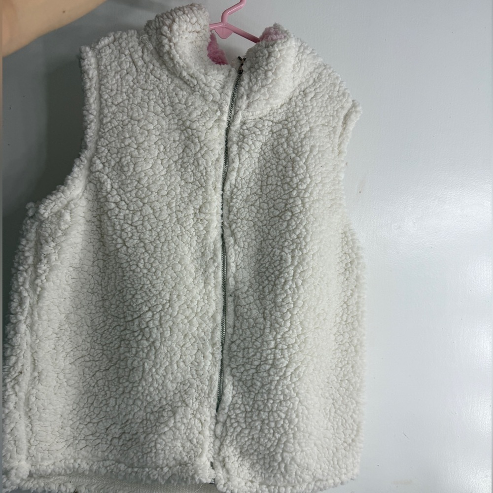 2/$15 Heart Hips Fuzzy White Kids Vest